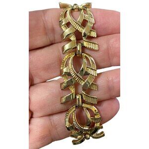 Coro Vintage Estate Linked Bracelet Gold Tone Keeper Chain 7 Inches